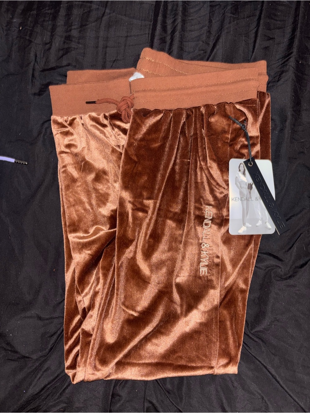 Kendall & Kylie Copper Velour Joggers